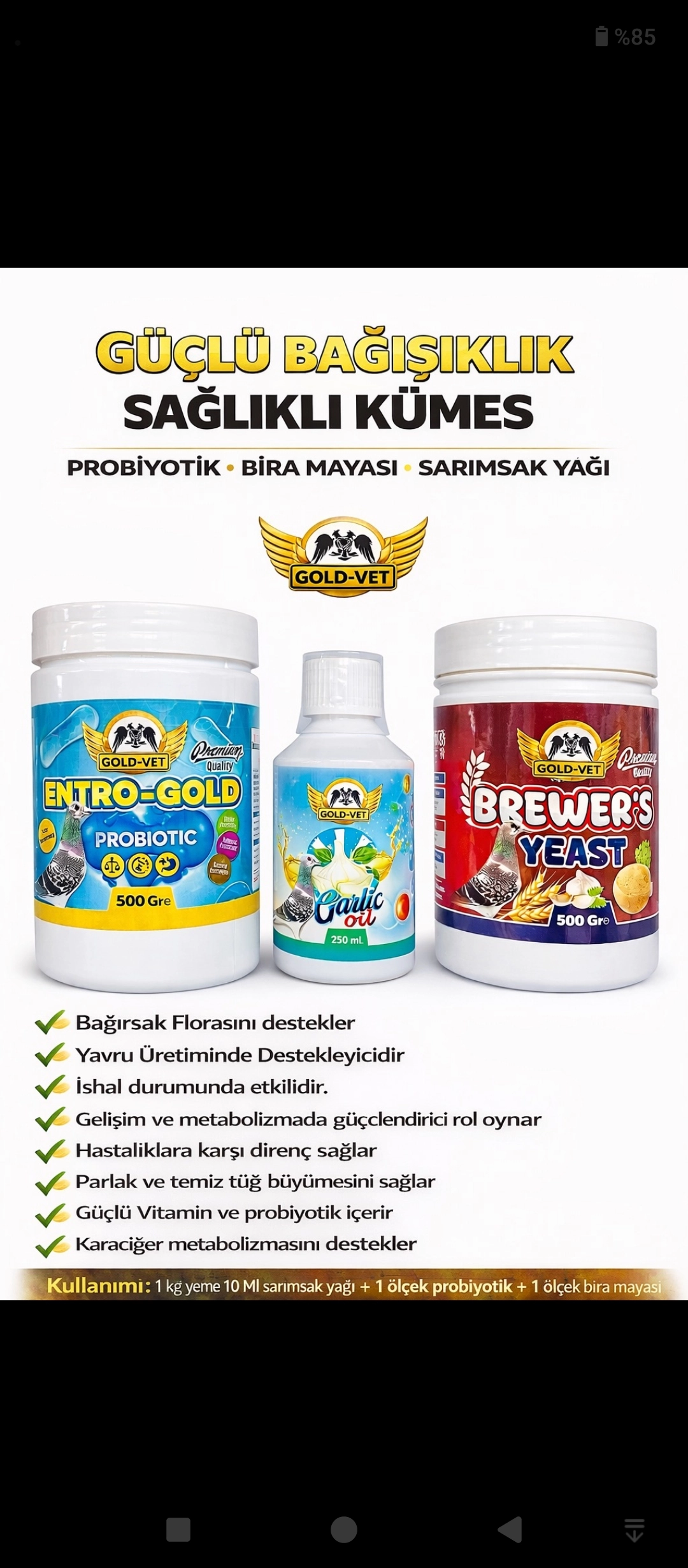 Sağlık seti güvercin ve kanatlı hayvanlar icin