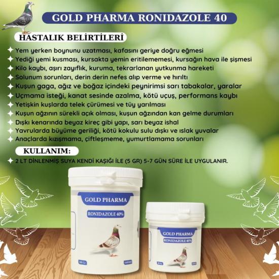 Gold pharma RONİDAZOLE 40 yeşil ishal ani ölüm 100 gram
